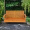Costway Porch Swing Wood Outdoor Patio Hanging Bench Chair for Garden Backyard White/orange
